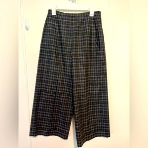 Oska Wide leg high waist Plaid Wool Pants